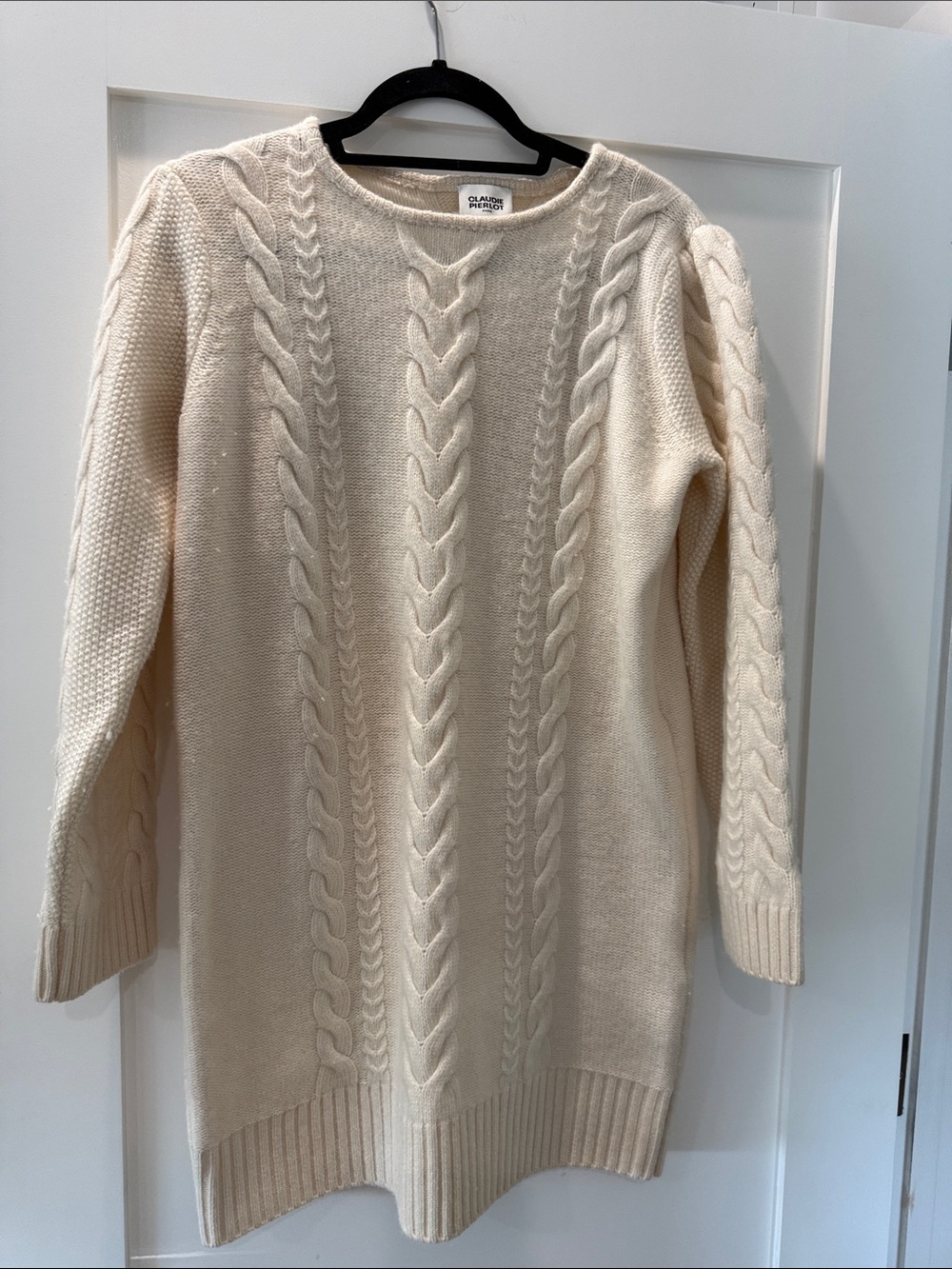 Classic Cable Knit Sweater Dress - Cream
